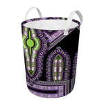 Black And Purple African Dashiki Print Round Laundry Basket