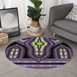 Black And Purple African Dashiki Print Round Rug
