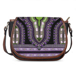 Black And Purple African Dashiki Print Saddle Bag