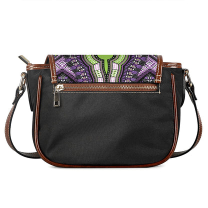 Black And Purple African Dashiki Print Saddle Bag