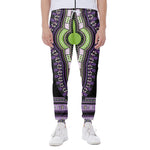 Black And Purple African Dashiki Print Scuba Joggers