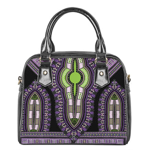 Black And Purple African Dashiki Print Shoulder Handbag