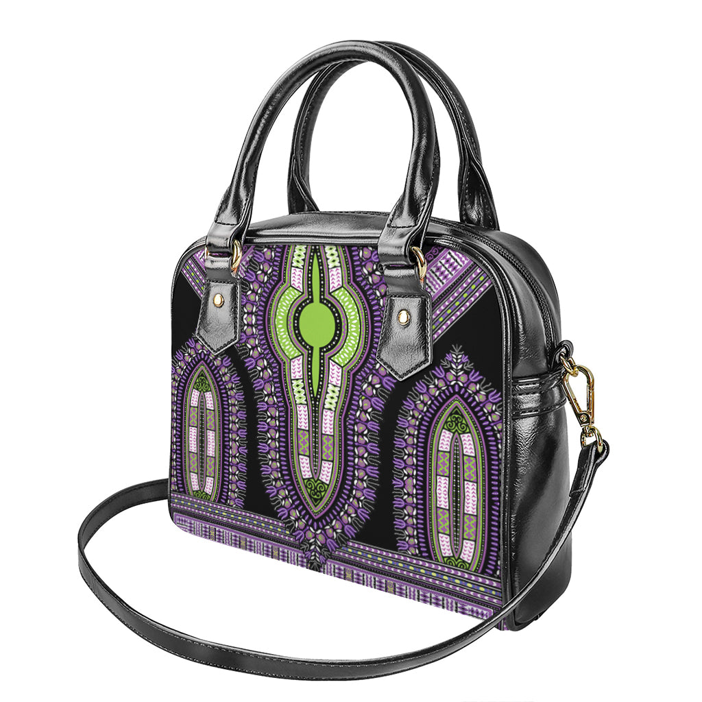 Black And Purple African Dashiki Print Shoulder Handbag