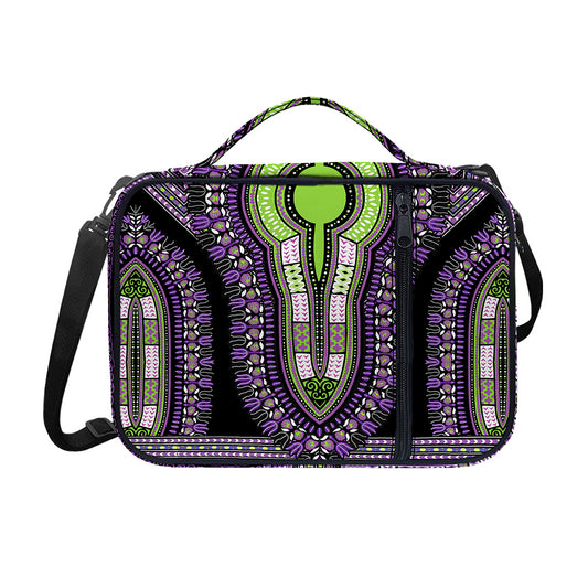 Black And Purple African Dashiki Print Shoulder Strap Bible Bag