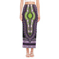 Black And Purple African Dashiki Print Side Slit Maxi Skirt