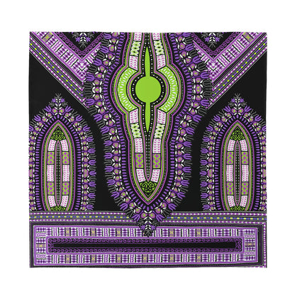 Black And Purple African Dashiki Print Silk Bandana