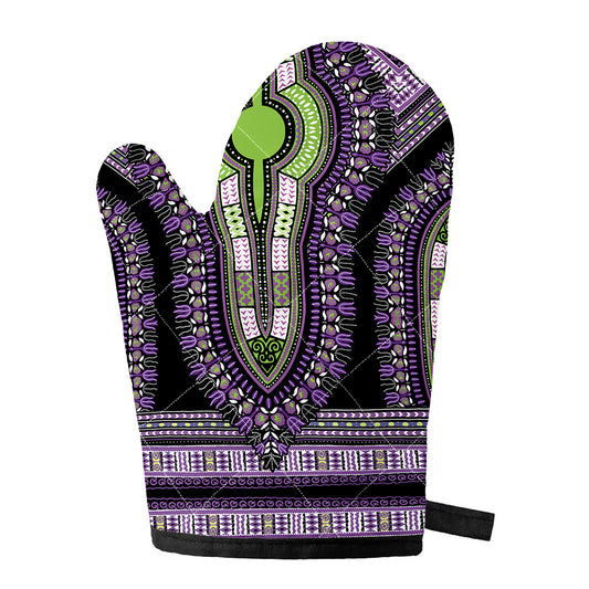 Black And Purple African Dashiki Print Single Oven Mitt