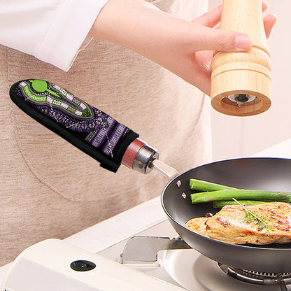 Black And Purple African Dashiki Print Skillet Handle Cover