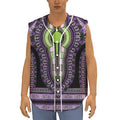 Black And Purple African Dashiki Print Sleeveless Baseball Jersey