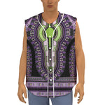 Black And Purple African Dashiki Print Sleeveless Baseball Jersey
