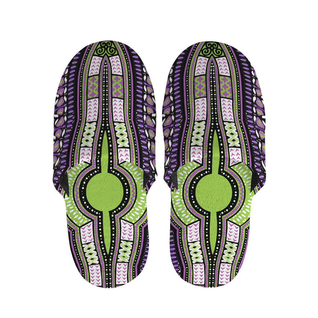 Black And Purple African Dashiki Print Slippers