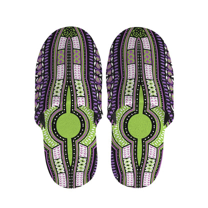 Black And Purple African Dashiki Print Slippers