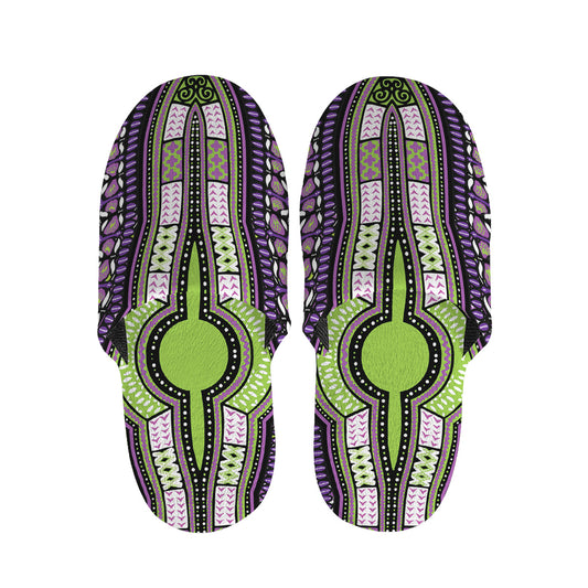 Black And Purple African Dashiki Print Slippers