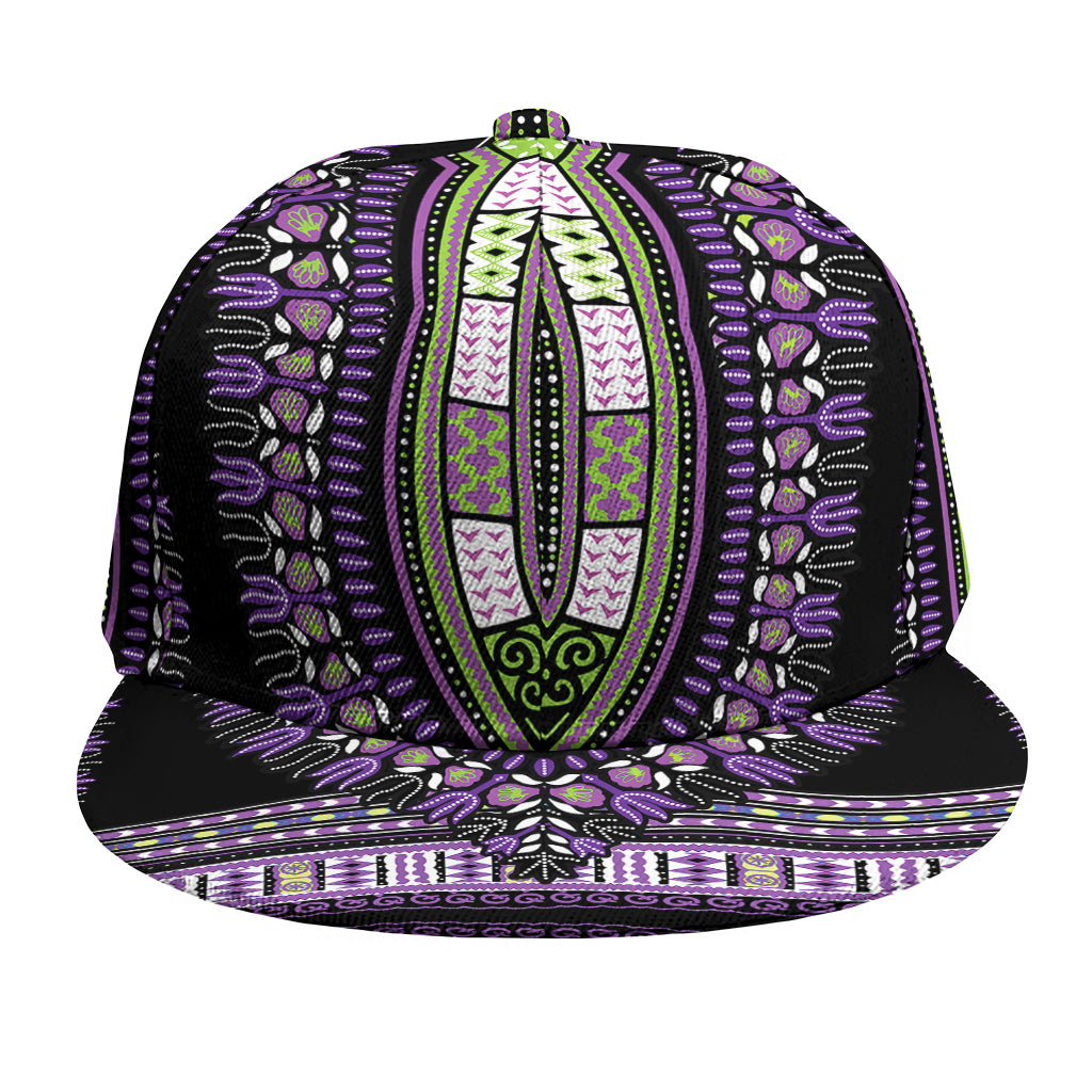 Black And Purple African Dashiki Print Snapback Cap