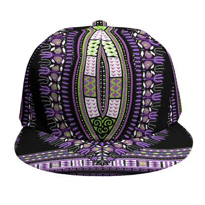 Black And Purple African Dashiki Print Snapback Cap