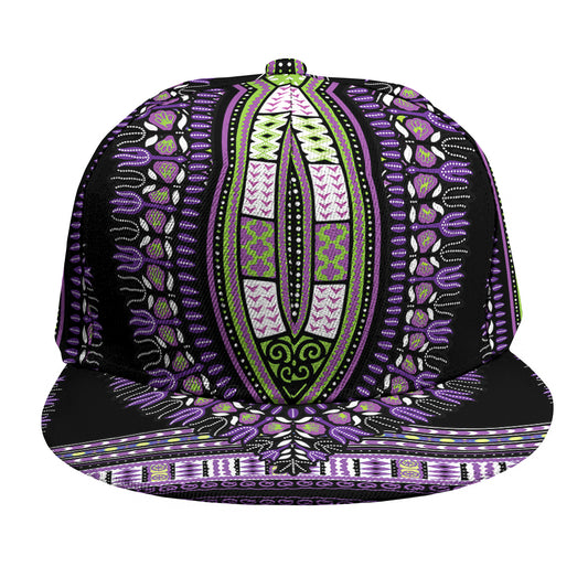 Black And Purple African Dashiki Print Snapback Cap