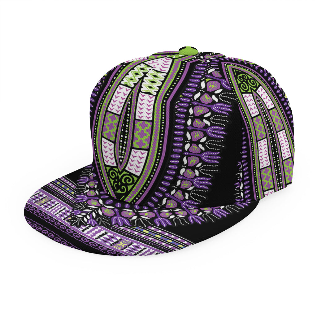 Black And Purple African Dashiki Print Snapback Cap