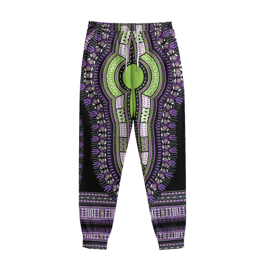 Black And Purple African Dashiki Print Sweatpants