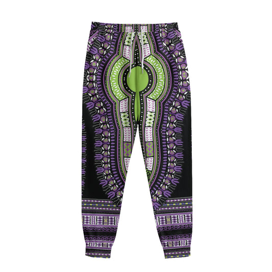 Black And Purple African Dashiki Print Sweatpants