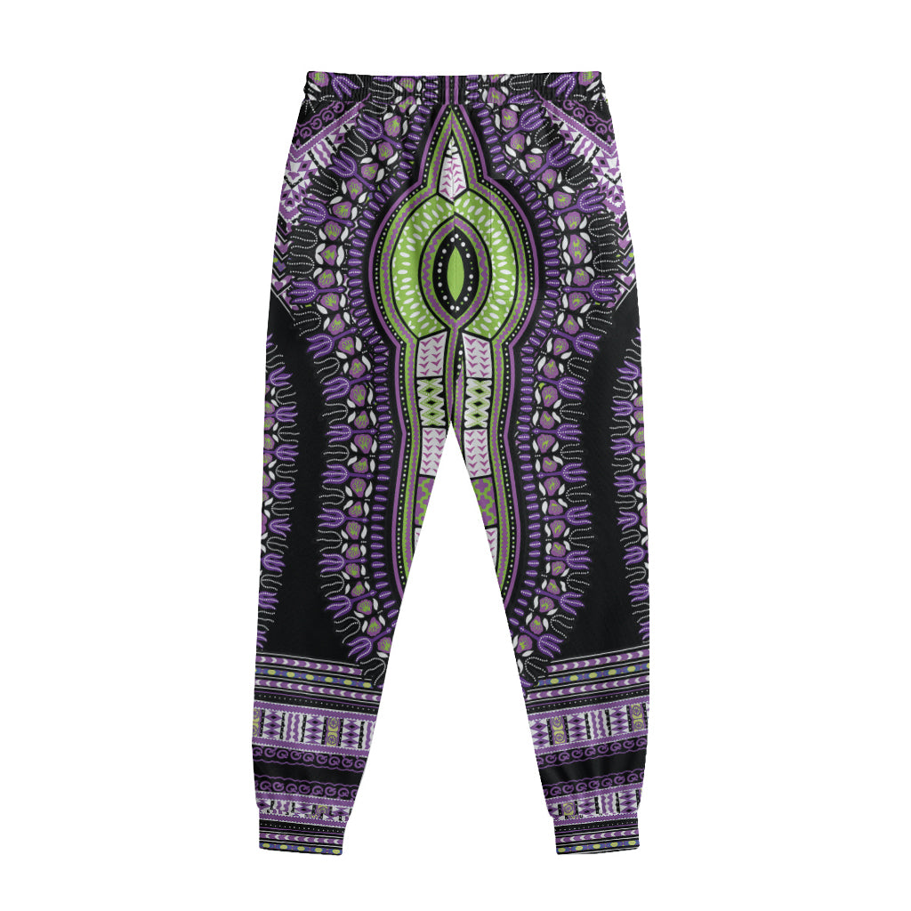 Black And Purple African Dashiki Print Sweatpants