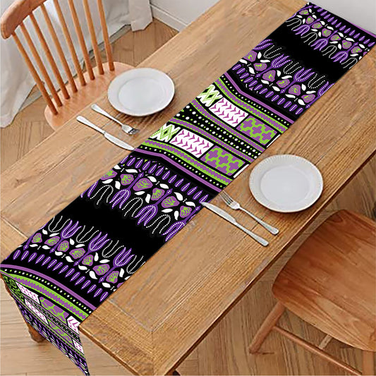 Black And Purple African Dashiki Print Table Runner