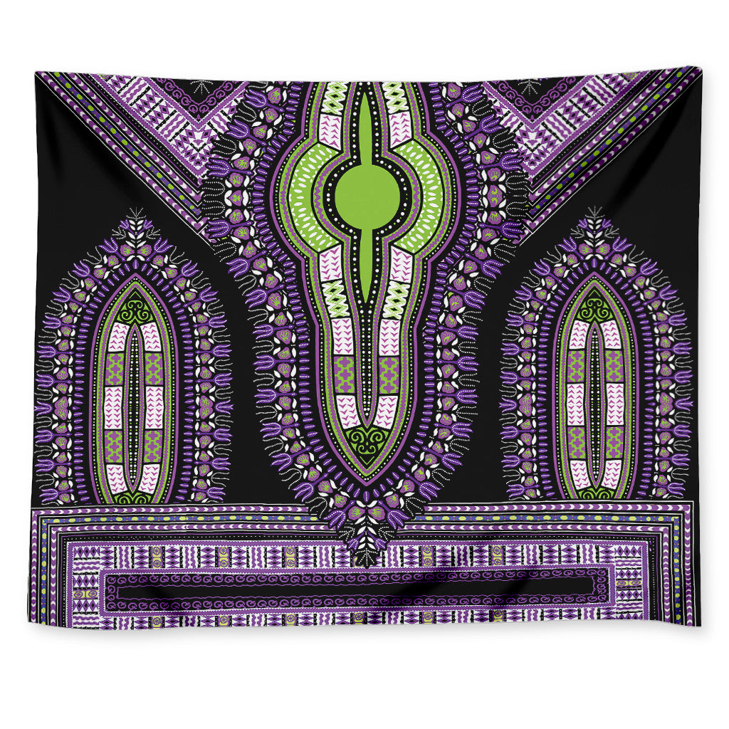 Black And Purple African Dashiki Print Tapestry