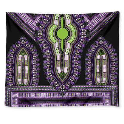 Black And Purple African Dashiki Print Tapestry