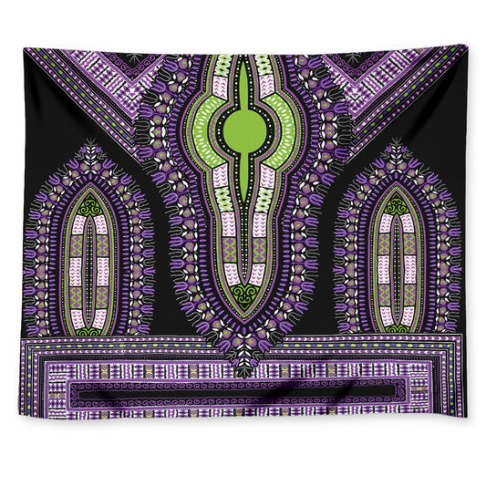 Black And Purple African Dashiki Print Tapestry