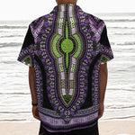 Black And Purple African Dashiki Print Textured Short Sleeve Shirt
