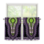 Black And Purple African Dashiki Print Tier Curtains