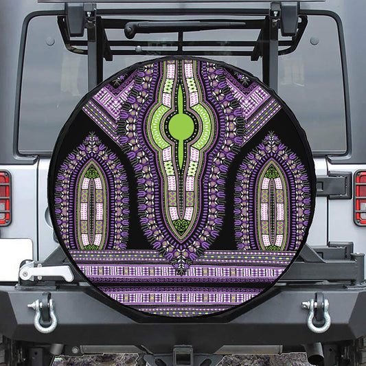 Black And Purple African Dashiki Print Tire Cover