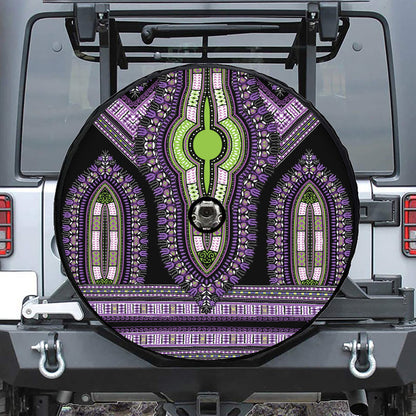 Black And Purple African Dashiki Print Tire Cover With Camera Hole
