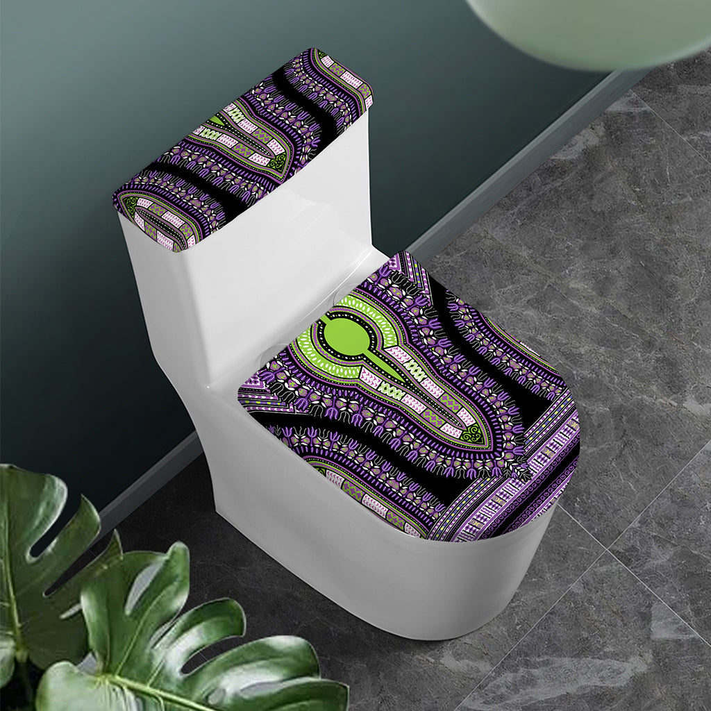 Black And Purple African Dashiki Print Toilet Lid And Tank Cover Set