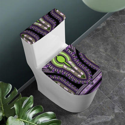 Black And Purple African Dashiki Print Toilet Lid And Tank Cover Set