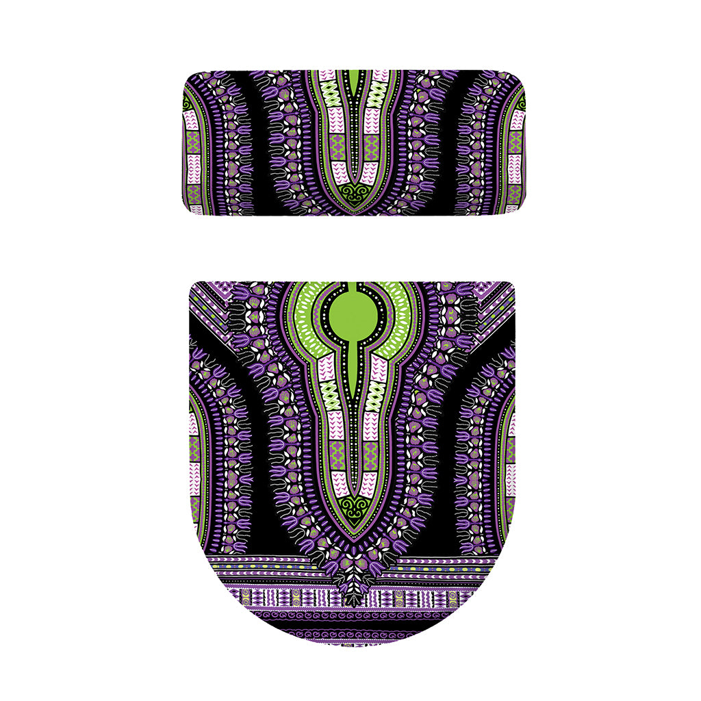 Black And Purple African Dashiki Print Toilet Lid And Tank Cover Set