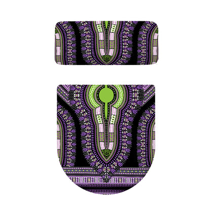 Black And Purple African Dashiki Print Toilet Lid And Tank Cover Set