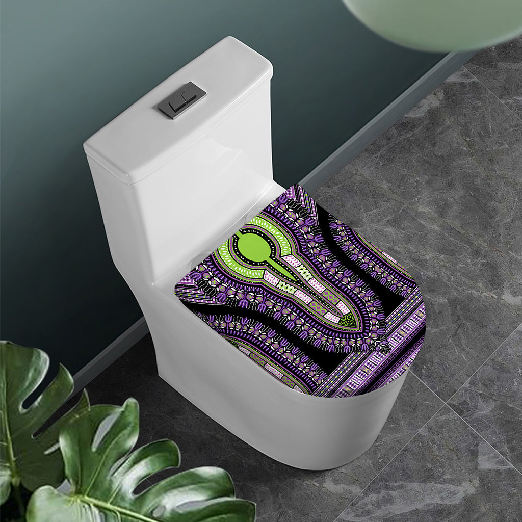Black And Purple African Dashiki Print Toilet Lid Cover