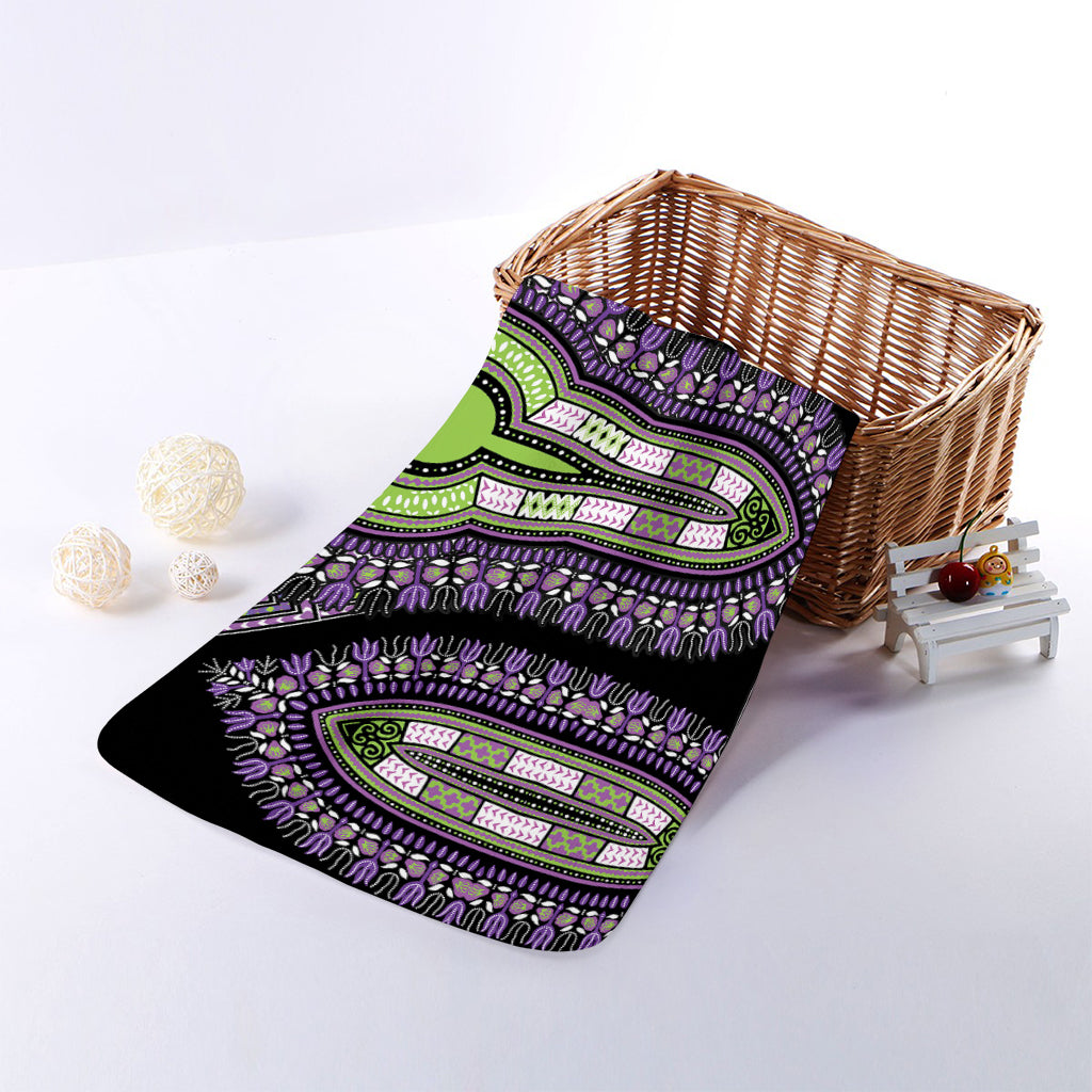 Black And Purple African Dashiki Print Towel