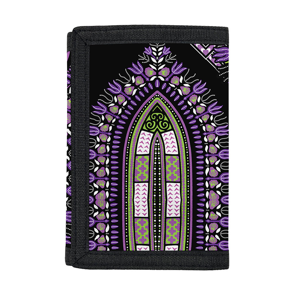 Black And Purple African Dashiki Print Trifold Wallet