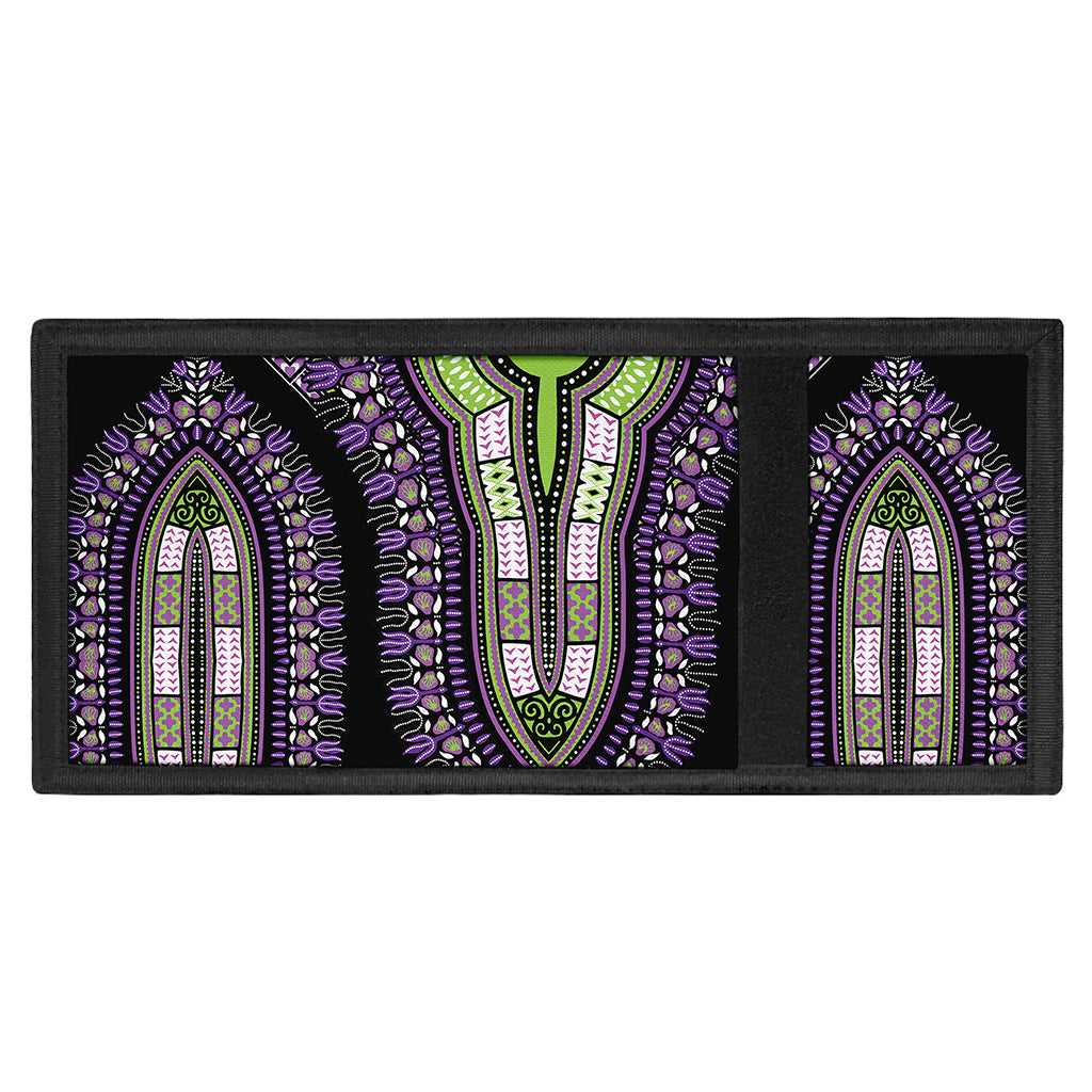 Black And Purple African Dashiki Print Trifold Wallet
