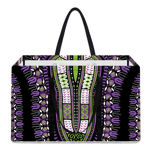 Black And Purple African Dashiki Print Utility Tote Bag