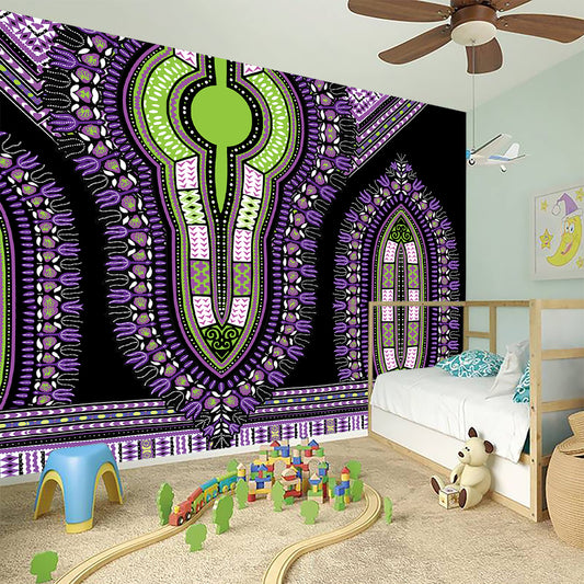 Black And Purple African Dashiki Print Wall Sticker