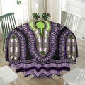 Black And Purple African Dashiki Print Waterproof Round Tablecloth