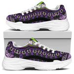 Black And Purple African Dashiki Print White Chunky Shoes