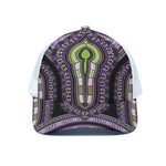Black And Purple African Dashiki Print White Mesh Trucker Cap