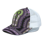 Black And Purple African Dashiki Print White Mesh Trucker Cap