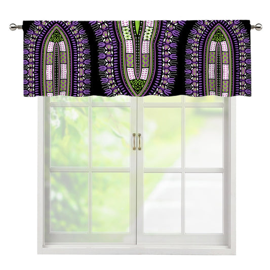 Black And Purple African Dashiki Print Window Valance