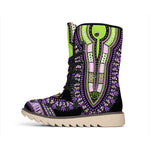 Black And Purple African Dashiki Print Winter Boots