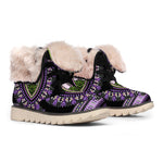 Black And Purple African Dashiki Print Winter Boots