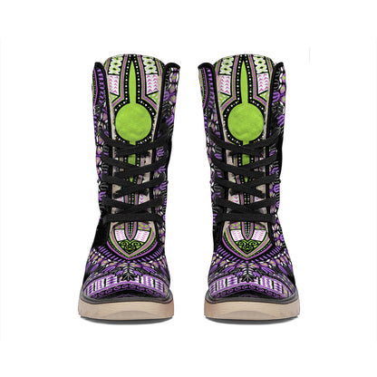 Black And Purple African Dashiki Print Winter Boots